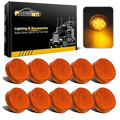 Partsam 10pcs 2.5" Round Amber Trailer 13LED Side Marker, 2.5 Inch Clearance Lights for Trailer Truck, Sealed Waterproof, 12V - color: Amber