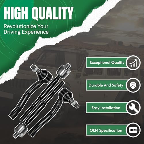 4PC Front Outer & Inner Tie Rod End Link Compatible with Fit for Toyota Yaris 2007 2008#OE EV800325 ES800311 ES800312