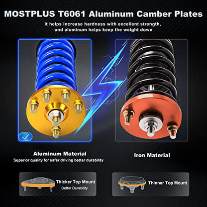 MOSTPLUS Full Coilovers Struts Compatible with 2004-2008 Acura TSX/2003-2007 Honda Accord LX EX DX SE Adjustable Height Shock Absorber Assembly (Set of 4) - size: 2003-2007 Honda Accord