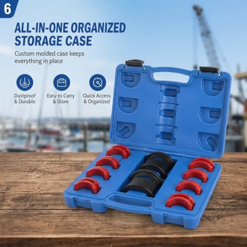 Universal Motorcycle Bike Fork Seal Driver Tool Kit 35mm-50mm Adjustable Fork Seal Installer Split Design Driver for Harley Yamaha Honda Dirt Bike 41mm 43mm 46mm 49mm 50mm Fork Tube Seal Tool