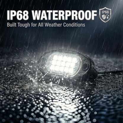 YONEDA White Rock Lights for Trucks, 20 Pods, IP68 Waterproof - color: White, size: 20 Pods(15 LEDs/Pod)