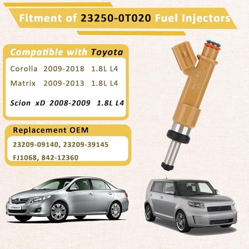 Compatible with/Toyota 2009-2018 Corolla & Matrix 1.8 Fuel Injectors