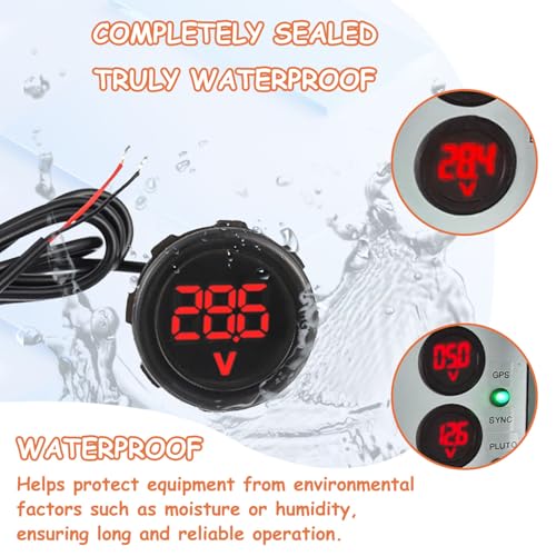 2 Pieces Waterproof DC 4V-100V Voltmeter Gauge (Red) - color: Red, size: Waterproof