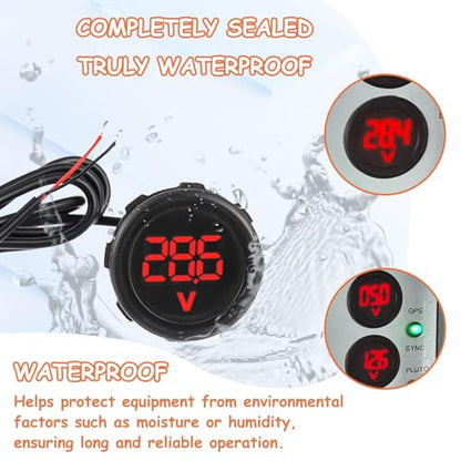 2 Pieces Waterproof DC 4V-100V Voltmeter Gauge (Red) - color: Red, size: Waterproof
