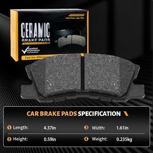 D868 Rear Ceramic Brake Pads Kit Fit For Chrysler 200 2011-2014, For Cirrus 2007-2010, For Sebring 2007-2010, For Dodge Avenger 2008-2014, For Caliber 08-09, For Jeep Compass 07-17 - size: HZ868