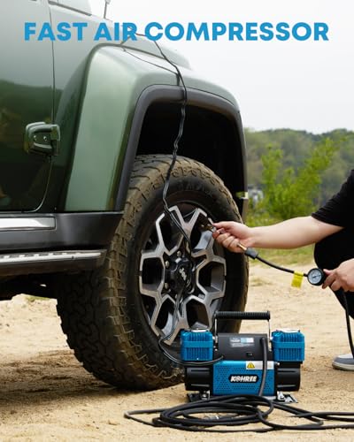 Kohree 12V Dual Cylinder Air Compressor, 12.35 ft³/Min Fast Tire Inflator - style: Basic-Dual Cylinder