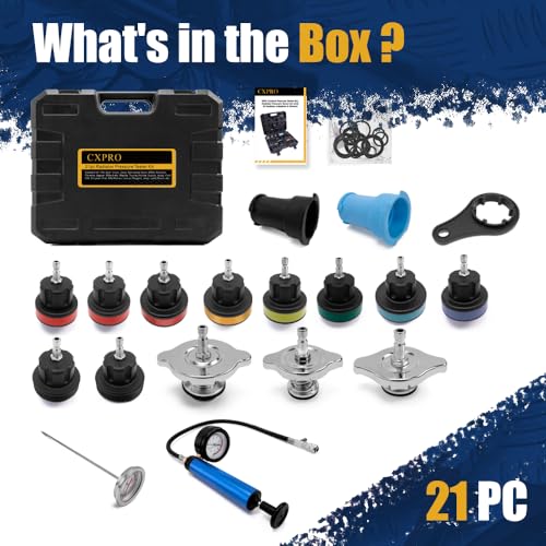 21pc Coolant Pressure Tester Kit, Cooling System Pressure Tester Kit - size: 21PC