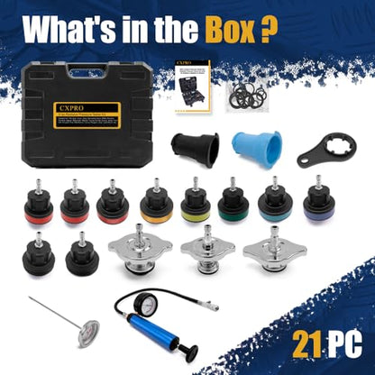 21pc Coolant Pressure Tester Kit, Cooling System Pressure Tester Kit - size: 21PC