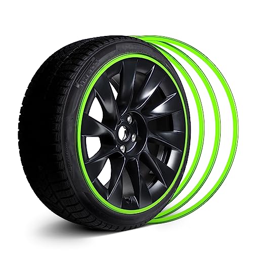 Automotive Alloy Wheel Rim Protector - Covering The Entire Rim of The Wheel hub - Strips for Curb Rash Prevention - Set of 4 Rim Protector Easy to Install(22'',Green) - color: Green, size: 22''