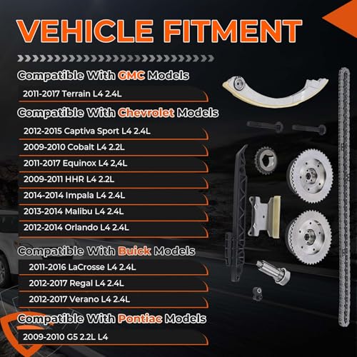 2.4 Timing Chain Kit w/VVT Fit for GMC Terrain, Replaces# 12621505 - size: 9-4201SAVVT1
