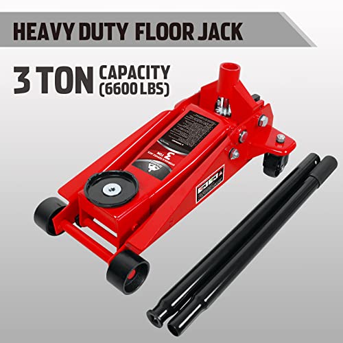 Jack Boss Floor Jack 3 Ton Capacity Fast Lift Service Jack Steel Heavy Duty Hydraulic Car Jack - color: Red, size: 3 Ton Fast Lift