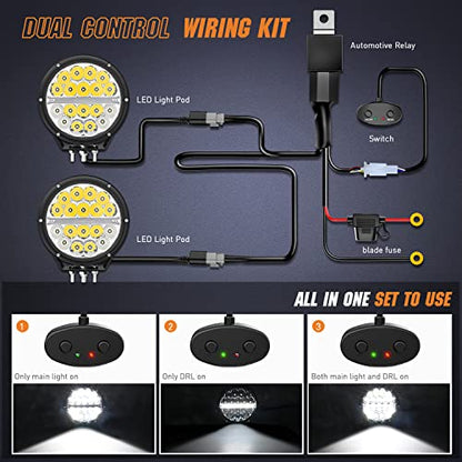 Nilight 7 Inch 2 PCS 90W 9850LM Round LED Offroad Driving Lights with DRL - color: 2Pcs 90w 7Inch white DRL Light Kit