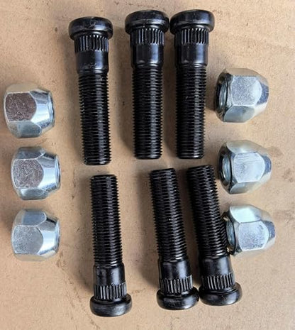 6pcs 9/16"-18 x 2.32 in. UHL Length 0.622 in. Knurl Press-in Wheel Studs with Lug Nuts Replacement for 5,200 to 7,000-lb. Trailer Axle Trailer Hub