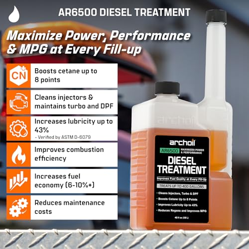 Archoil AR6500 Diesel Treatment (40 oz) Two Pack - Treats 800 Gallons, Diesel Fuel Additive - Lubricity Improver, Injector Cleaner, DPF & Turbo Deposit Control, Cetane Booster - size: 40 oz Two Pack