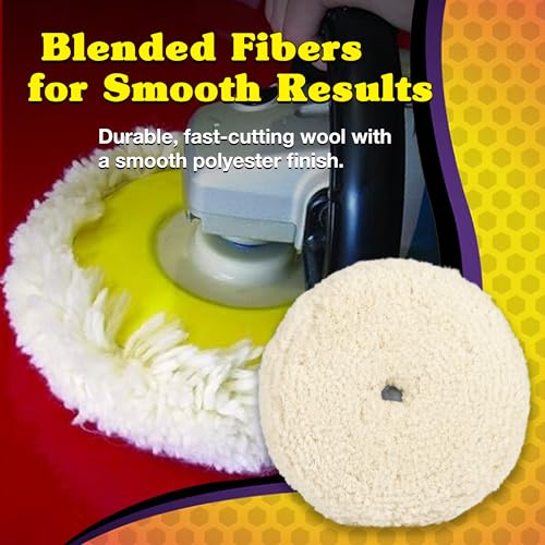 Wizards Finish Cut Buffing Pad - Blended Wool & Polyester - 7.5" x 1.5" - color: Finish Cut Buff Pad