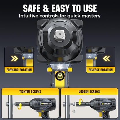 1328Ft-lbs 1/2" Cordless Impact Wrench, 1800N.m Brushless High Torque Impact Gun with 2x4.0Ah Batteries, 4-Speed Battery Powered Impact Wrench, Pistola de Impacto for Car Truck RV Mechanics Repair