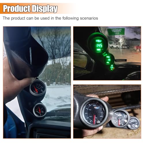 Black Triple Pillar Gauge Pod Holder, Plastic 3 Hole 52mm Automotive Digital Gauge Bracket, Universal A-Pillar Gauges Mount Accessories for Most Vehicles