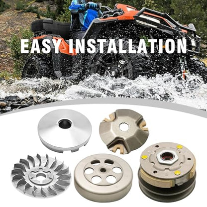 Saihisday Transmission Rebuild Kit Replacement Clutch Kit, Includes Clutch Variator Assembly Drive Belt and Roller Weights, Replacement for Polaris Sportsman ATV Fit for 90cc