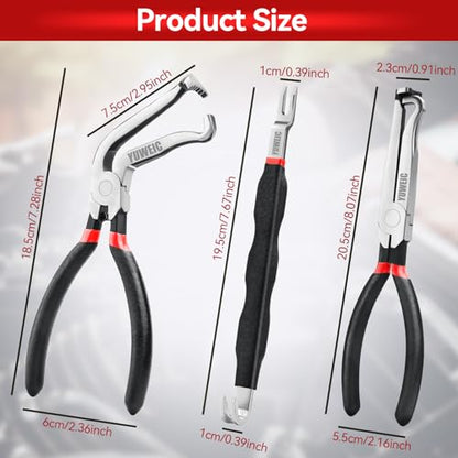 3PCS Automotive Wire Connector Removal Tool Kit - Electrical Disconnect Pliers Set Locking Tab Disconnect for Car Sensors, Wiring Harnesses, Ergonomic Non-Slip Handle - size: 3