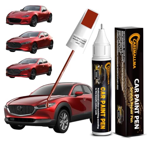 46V Soul Red Crystal Metallic Tricoat Car Touch Up Paint for Mazda, Color Accurate Car Paint Scratch Repair Pen Kit Quick & Easy Fix Vehicle Chips and Automotive Nicks Scuff - color: 46V Soul Red Crystal Metallic Tricoat for 3/6/CX-3/CX-30/CX-5/CX-50/CX-9