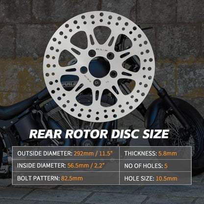 TOFR 11.5" Brake Rotor w/Pads for Harley Sportster XL1200 04-13 XL883 04-10 - color: Silver