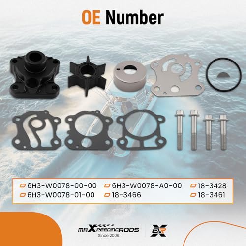 maXpeedingrods 6H3-W0078-00-00 Outboard water pump impeller Kit for Yamaha - size: For 50 60 70HP 1997-2006