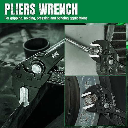SK Pliers Wrench Set, Adjustable Parallel Smooth Jaw, 6'', 7.5'', 10''&12'' - size: 6-inch, 7.5-inch, 10-inch, 12-inch Set
