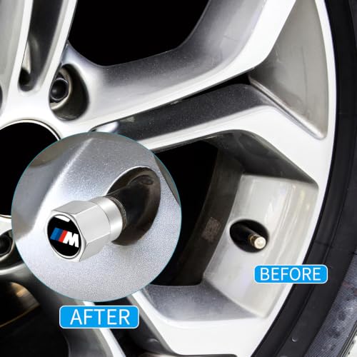 Tire Valve Stem Caps Cover for BMW M M2 M3 M4 Metal Wheel Air caps Auto Valve Stem Caps Accessories 4 Pack Silver - color: Silver-09