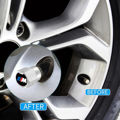 Tire Valve Stem Caps Cover for BMW M M2 M3 M4 Metal Wheel Air caps Auto Valve Stem Caps Accessories 4 Pack Silver - color: Silver-09