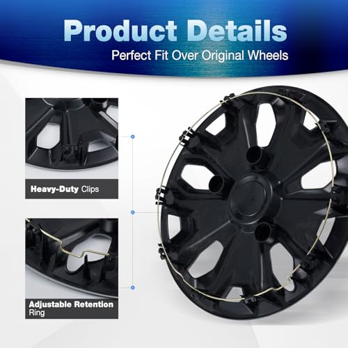Hubcap Wheel Covers for 2015-2026 Ford Transit 150 250 350 350HD - color: 4 pcs Black Lacquer