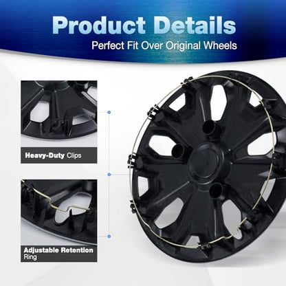 Hubcap Wheel Covers for 2015-2026 Ford Transit 150 250 350 350HD - color: 4 pcs Black Lacquer