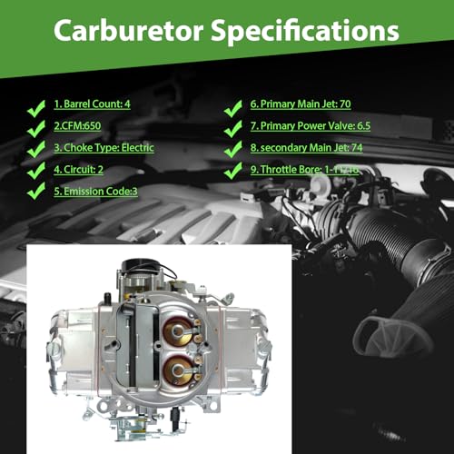 BR-67255 Carburetor 4150 Model 650 CFM 4 Barrel For Holley Quick Fuel Brawler Double-Pumper Carburetor Mechanical Secondary Electric Choke, Square Bore Flange Replace