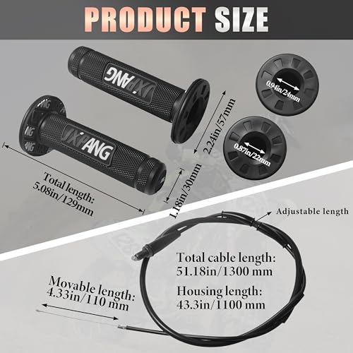 Aluminum Alloy Quick Twist Throttle Assembly 7/8" 22mm with Cable, Universal Throttle Grips Kit for Dirt Pit Bike ATV Mini Bike CRF KLX SSR TTR 50cc-250cc - color: Silver