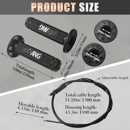 Aluminum Alloy Quick Twist Throttle Assembly 7/8" 22mm with Cable, Universal Throttle Grips Kit for Dirt Pit Bike ATV Mini Bike CRF KLX SSR TTR 50cc-250cc - color: Silver