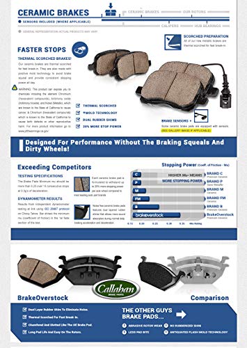 Callahan Brake Parts Front and Rear Brake Kit For Ford F-150 2012-18 - Drilled & Slotted Disc Rotors with Ceramic Brakes Pad + Hardware, EBYK043307