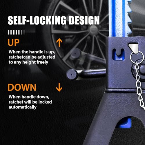 ANTPOWER Car Jack Stands 3 Ton (6,600 lbs) with Double Locking Heavy Duty 11.2"-16.8" Adjustable for Lifting SUV, Pickup Truck Garage 6000 lbs Capacity 1 Pair - style: double locking