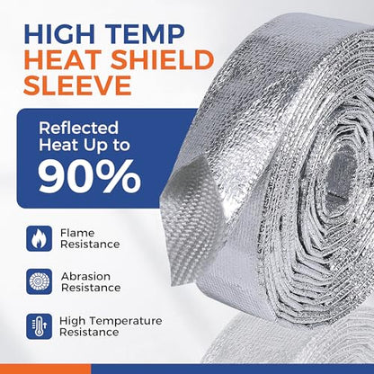 Automotive Aluminum Heat Shield Sleeve Wrap Wire Up to 485 °F, Cable Heat Shield Fire Sleeve Heat Resistance Silver Inner Diameter (3/4"-22ft) - size: 3/4"-22ft