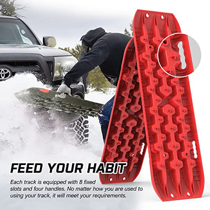 REINDEER Traction Boards Tracks Recovery Red with Mounting Plates Bag - color: Red with Accessories, size: Standard
