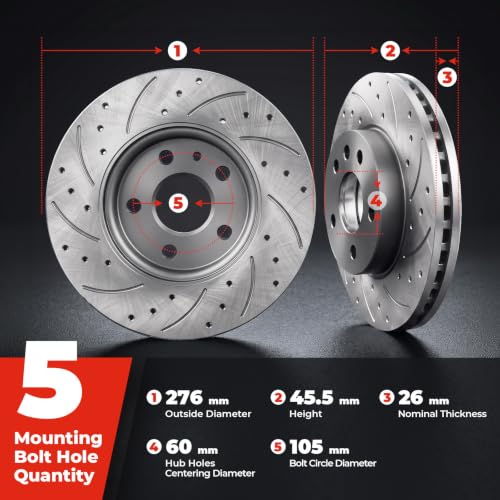 10.87 inch Front Drilled&Slotted Brake Rotores and Ceramic Pads - size: S-55185+D1522