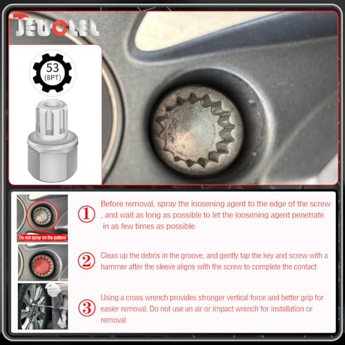 53/8PT Wheel Locking Nut Key Compatible with VW, Audi, Nut Removal - color: 53/8PT