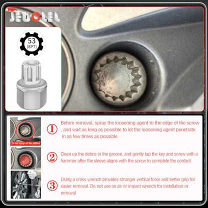 53/8PT Wheel Locking Nut Key Compatible with VW, Audi, Nut Removal - color: 53/8PT