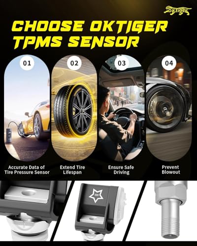 Oktiger 433MHz TPMS Sensor Pre-Programmed for BMW X3 2018-2024, X5 2019-2023, 530i 2017-2024, 530e 540i X4 X6 740i M3 650i 840i, for Mercedes-Benz 17-24 E200 E300 E350 E450 E500, OE#A0009052102