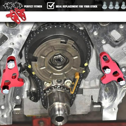 2PCS Red Oil Pump Alignment Girdle Brace Kit,Billet Aluminium CNC Machined Oil Pump Guide Hold Down Tool for GM Gen V LT1 LT4 LT5 L83 L86 L87 Engine Cam Swap,Anodized Finish with Bolts - color: RED