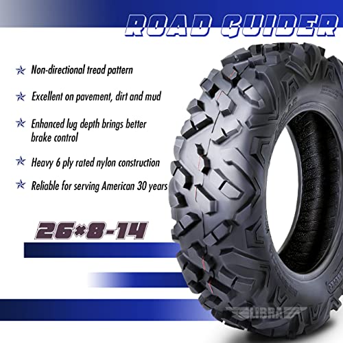 ROADGUIDER Set of 2 ATV UTV Tires 26x8-14 26x8x14 6PR All Terrain 10317 - size: 26x8-14