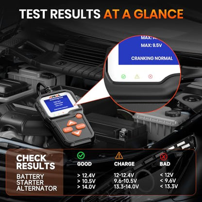 ANCEL BA301 6V 12V Car Battery Tester, 100-2000 CCA Automotive Load Tester Alternator Tester Auto Digital Battery Analyzer Cranking and Charging System Test Tool for Motorcycle Car Boat Truck SUV ATV - size: BA301
