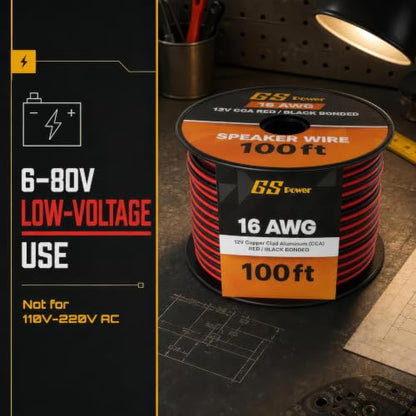GS Power 16 Gauge Wire Automotive - 200ft CCA Primary Bonded Wire - size: 16 Gauge-100 ft-Bonded
