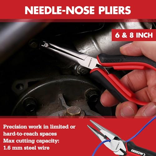 ARROW 8-Piece Pliers and Wrench Set, Pliers Kit with Roll-Up Pouch