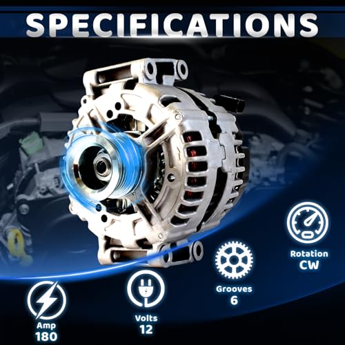 WorldCraft 12V 180A High Output Alternator for Mercedes E350 ML350 R350 SLK350 - size: 0-121-715-006