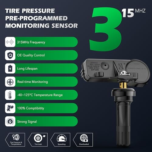 TPMS Sensor,315Mhz Dodge Jeep Chrysler Tire Pressure Monitor Sensor 4 Pack - size: 56029479AB four sensor