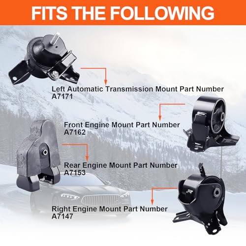 Engine Motor Mount Set & Trans Mount ,Replaces A7162 A7147 A7153 A7171 - size: Azera 07-08 3.3L/06-08 3.8L